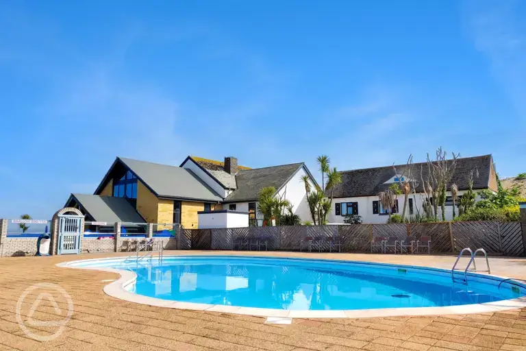 Outdoor heated pool at Beachside Holiday Park (open May to September)