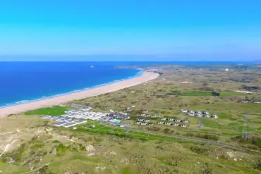 Aerial of Beachside Holiday Park and St Ives Bay sea views