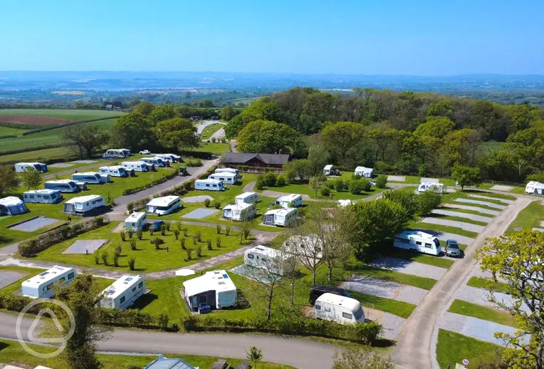 Aerial of Castle Brake Holiday Park in the Exeter countryside
