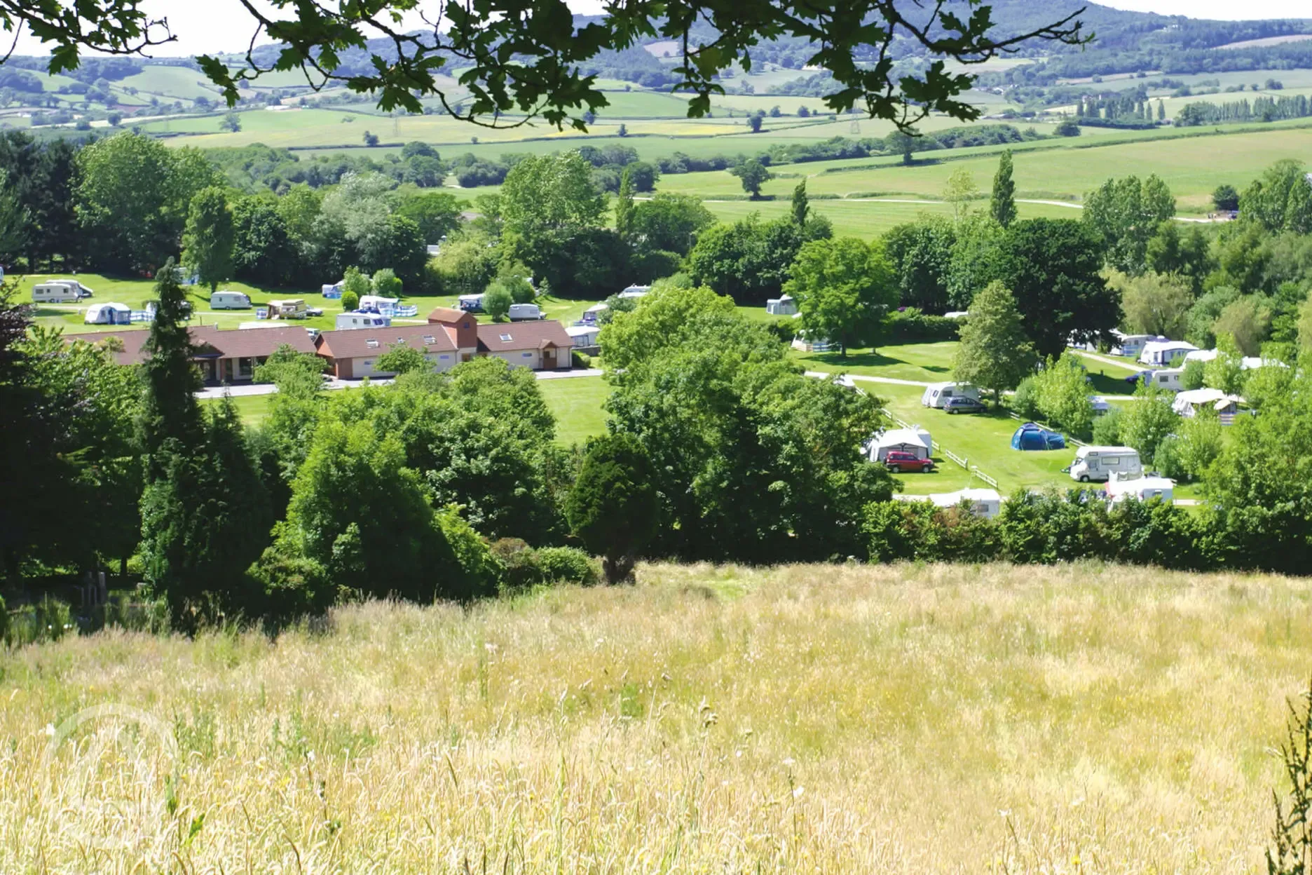 View of the campsite and countryside
