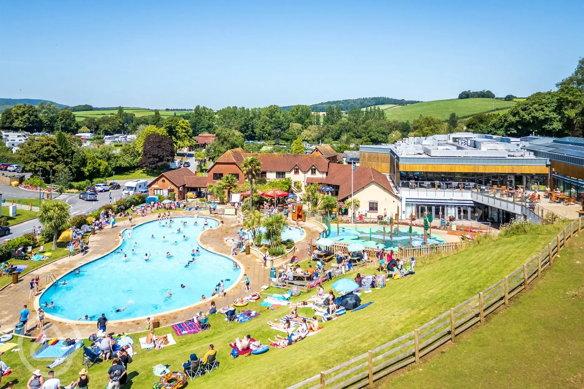 Outdoor swimming pool at Cofton Holidays (open during the summer months)