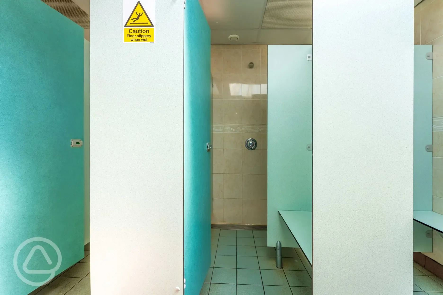 Showers with a bench/changing area