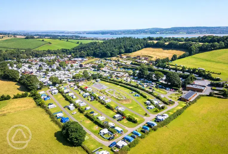 Aerial of the campsite and coast