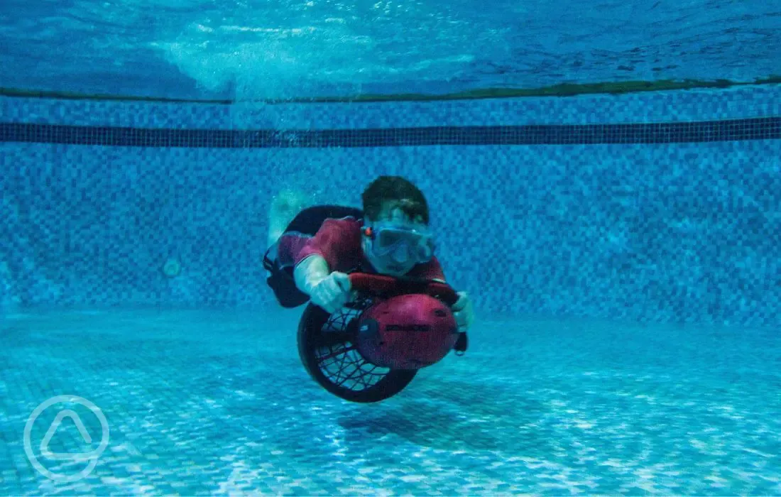 Sea scooters in the indoor swimming pool