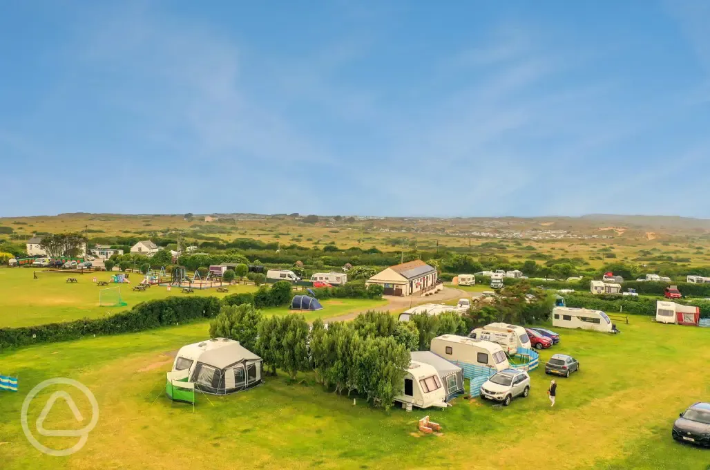 Grass (10m x 12m) pitches with optional electric at Tollgate Farm