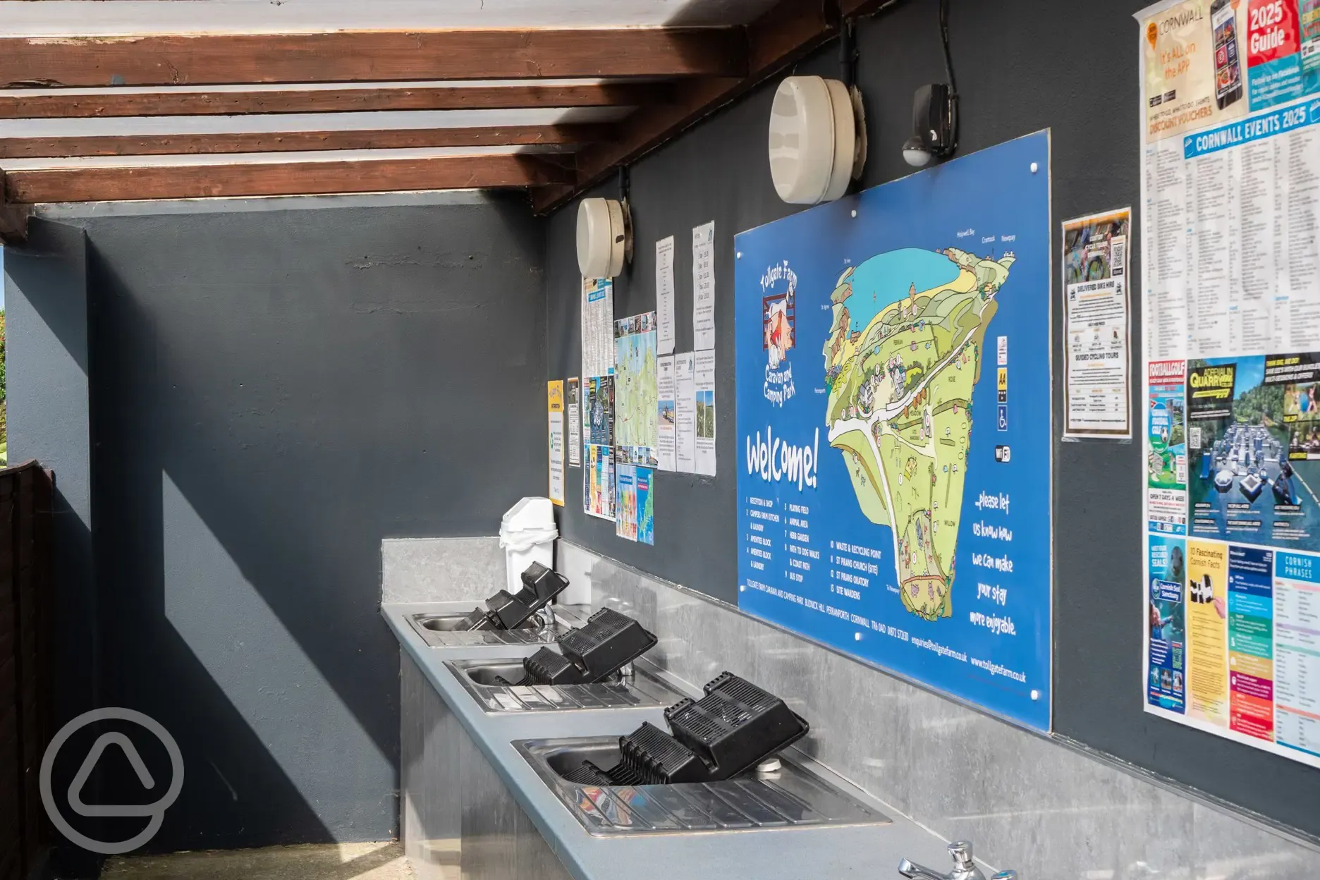 Covered outdoor washing up area
