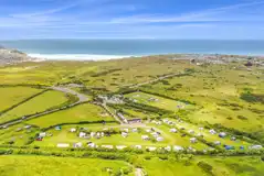 Aerial view of Tollgate Farm overlooking Perranporth Beach