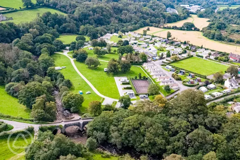 Aerial of Harford Bridge Park by the River Tay