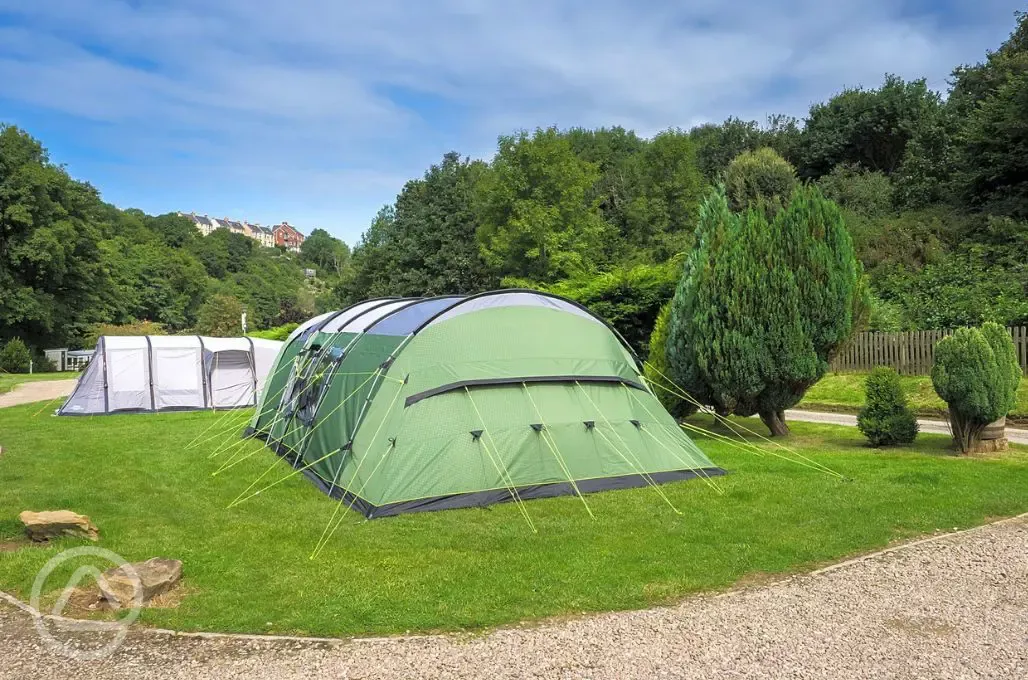 Large electric grass tent pitch