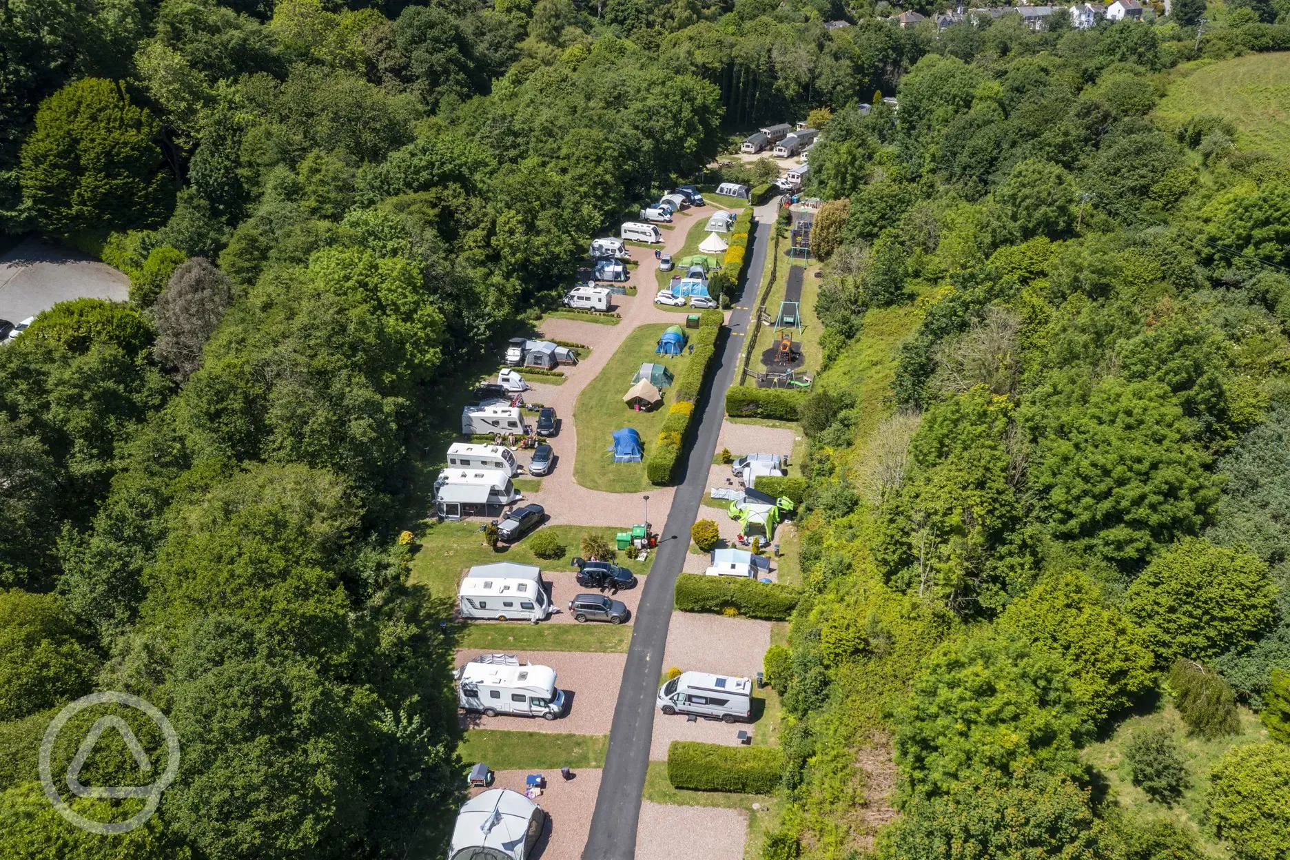 Aerial view of the fully serviced pitches