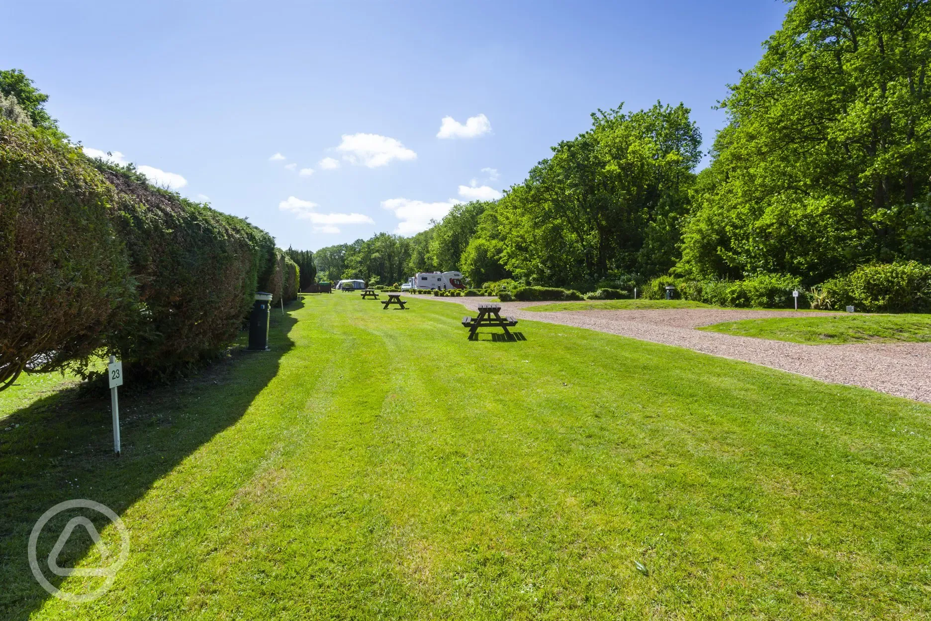 Large electric grass tent pitches