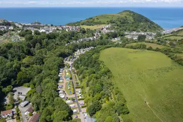 Aerial of the campsite and coast