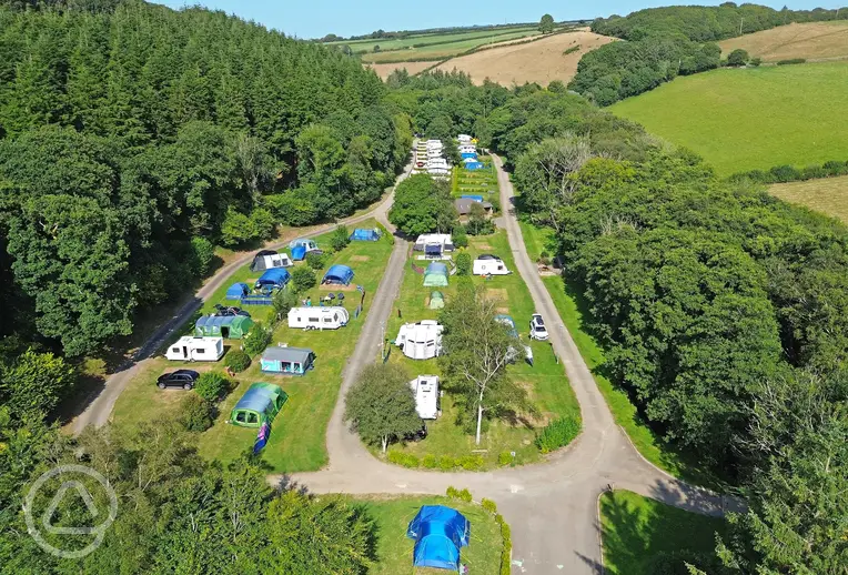 Aerial of the grass pitches at Hidden Valley Park