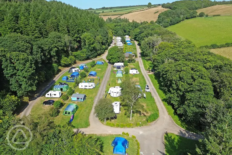 Aerial of the grass pitches at Hidden Valley Park