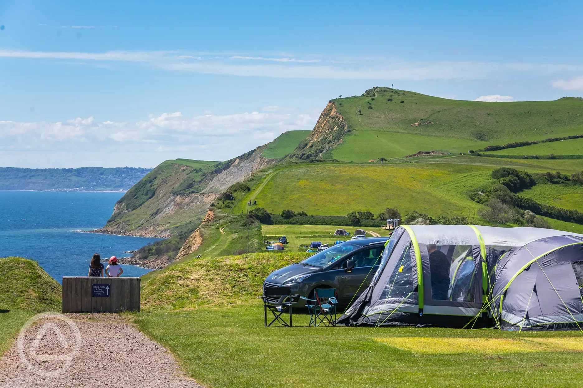 Grass pitches with sea views