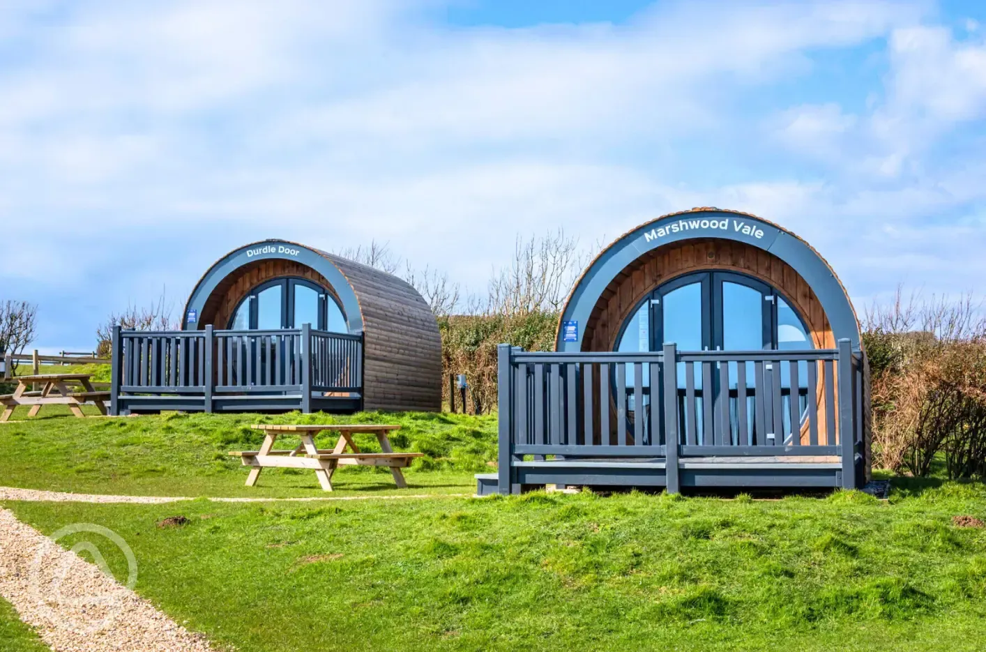 Silver glamping pods