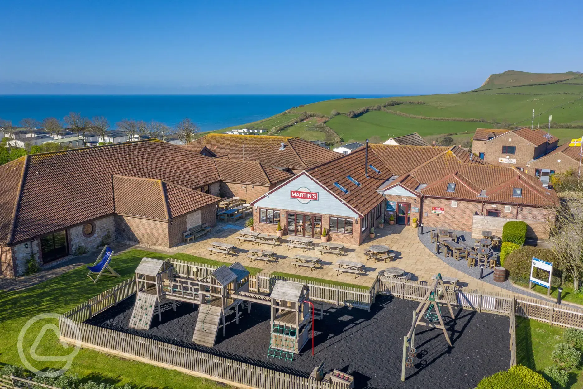 Martin's Bar and Restaurant with outdoor seating and children's playground