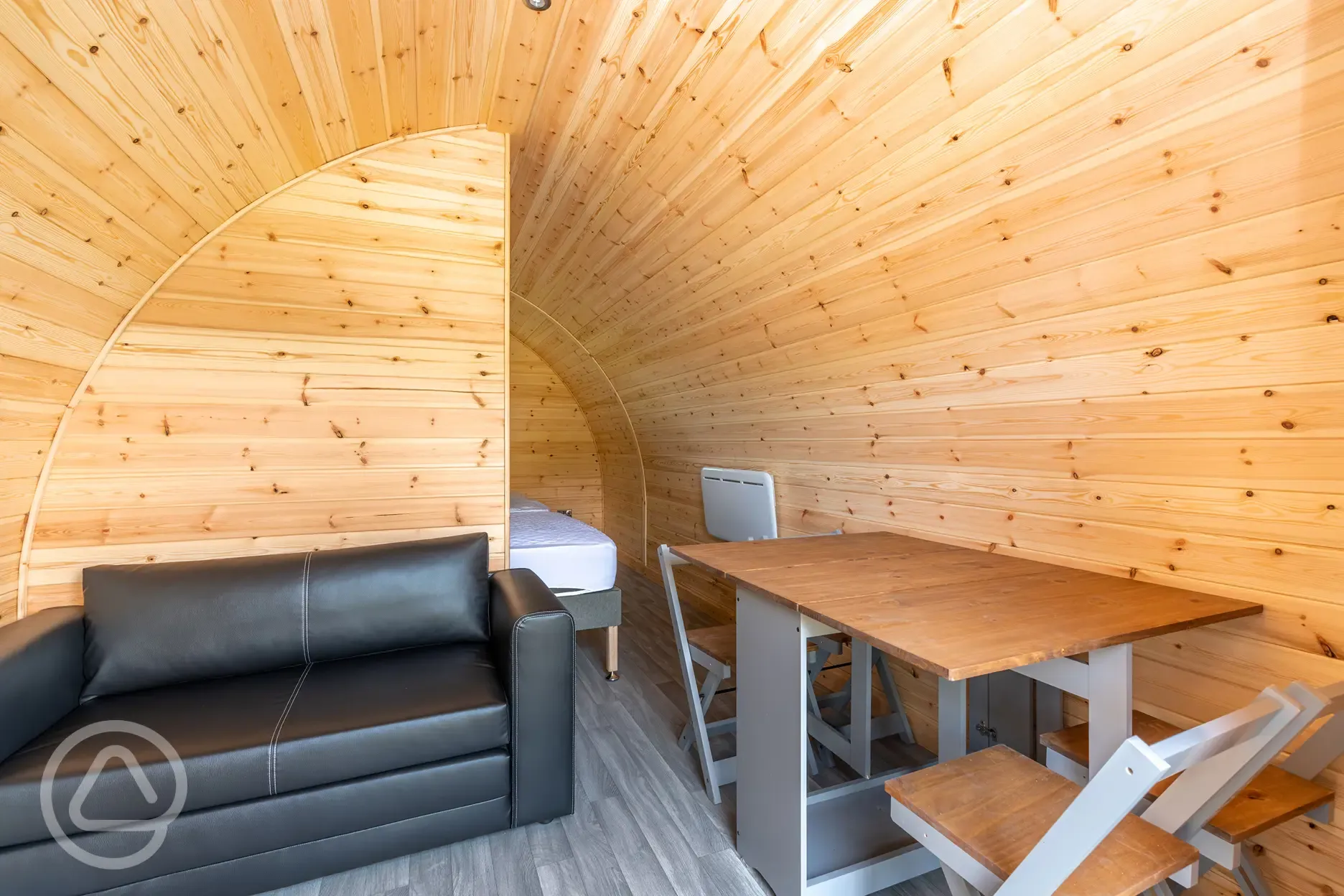 Large Bronze glamping pod interior