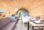 Large gold ensuite glamping pod, sleeping up to four with a luxury interior