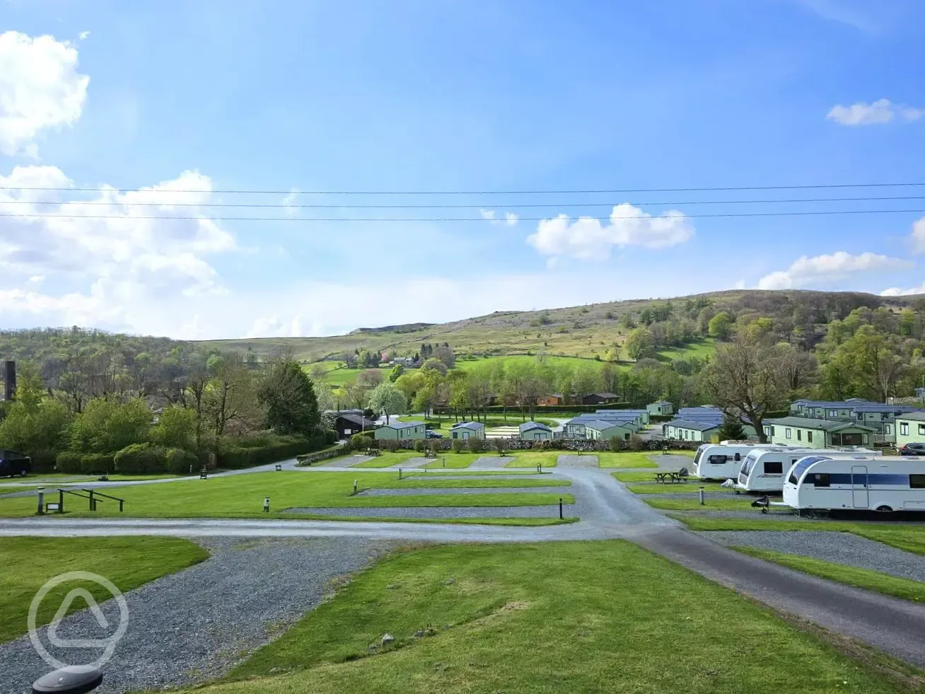 Fully serviced hardstanding touring pitches and countryside views