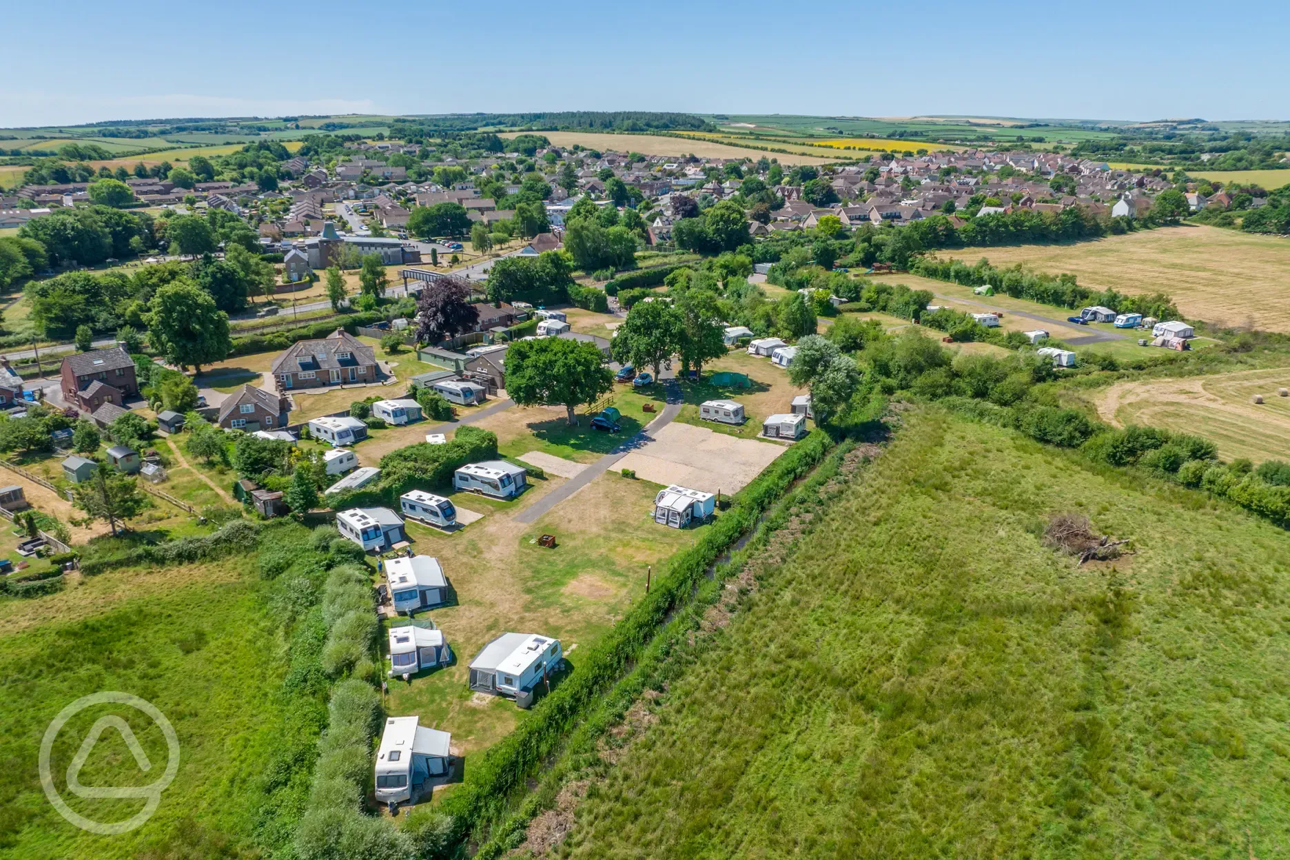 Aerial of the campsite and countryside