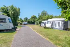 Caravans on the electric grass pitches
