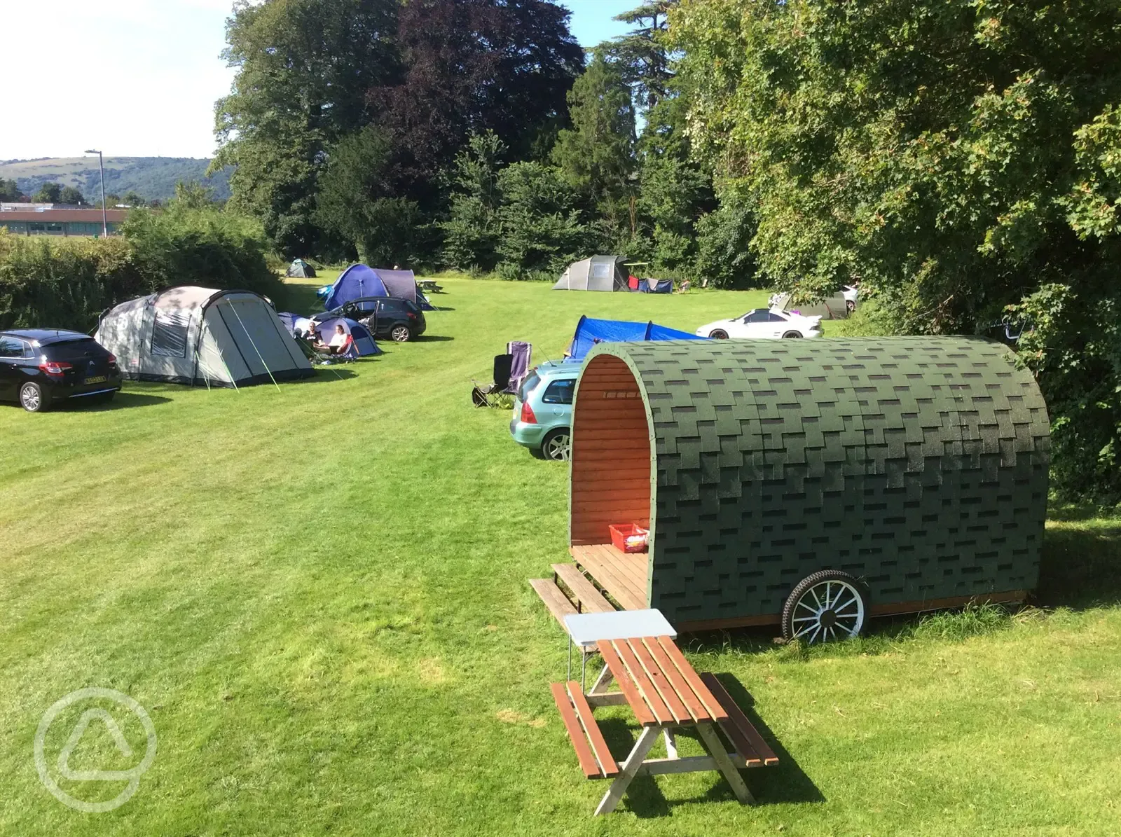 Non electric grass tent pitches and pods
