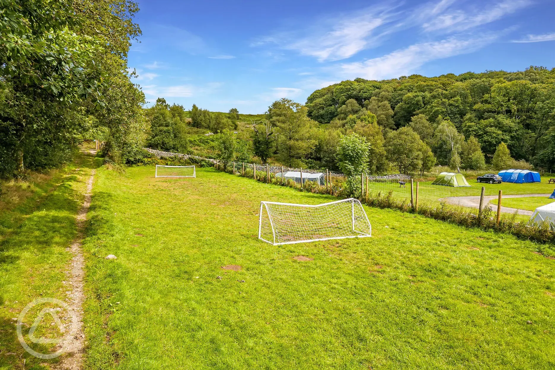 Play area with football goals