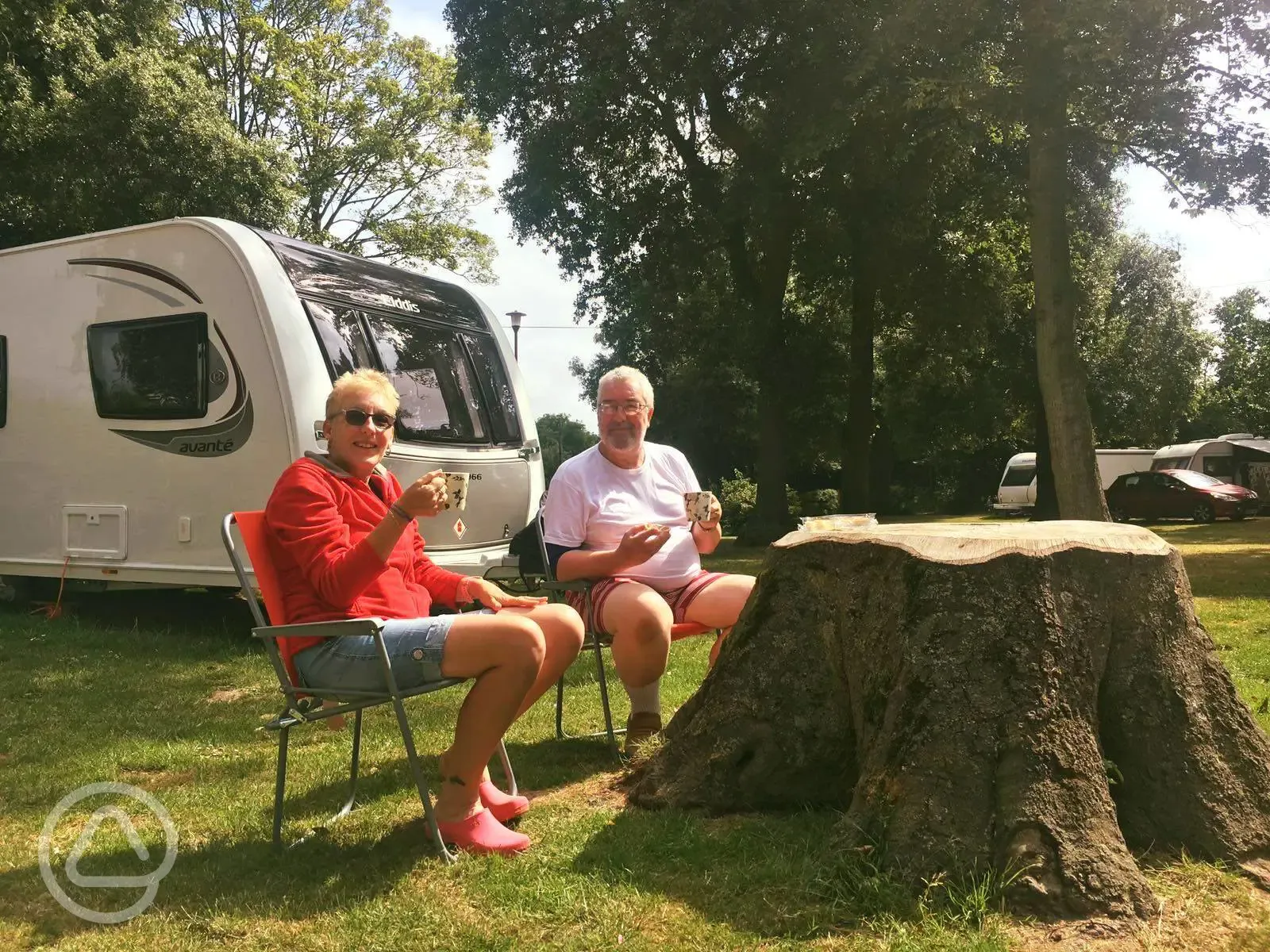 Relaxing by the pitch at Quex Holiday Park