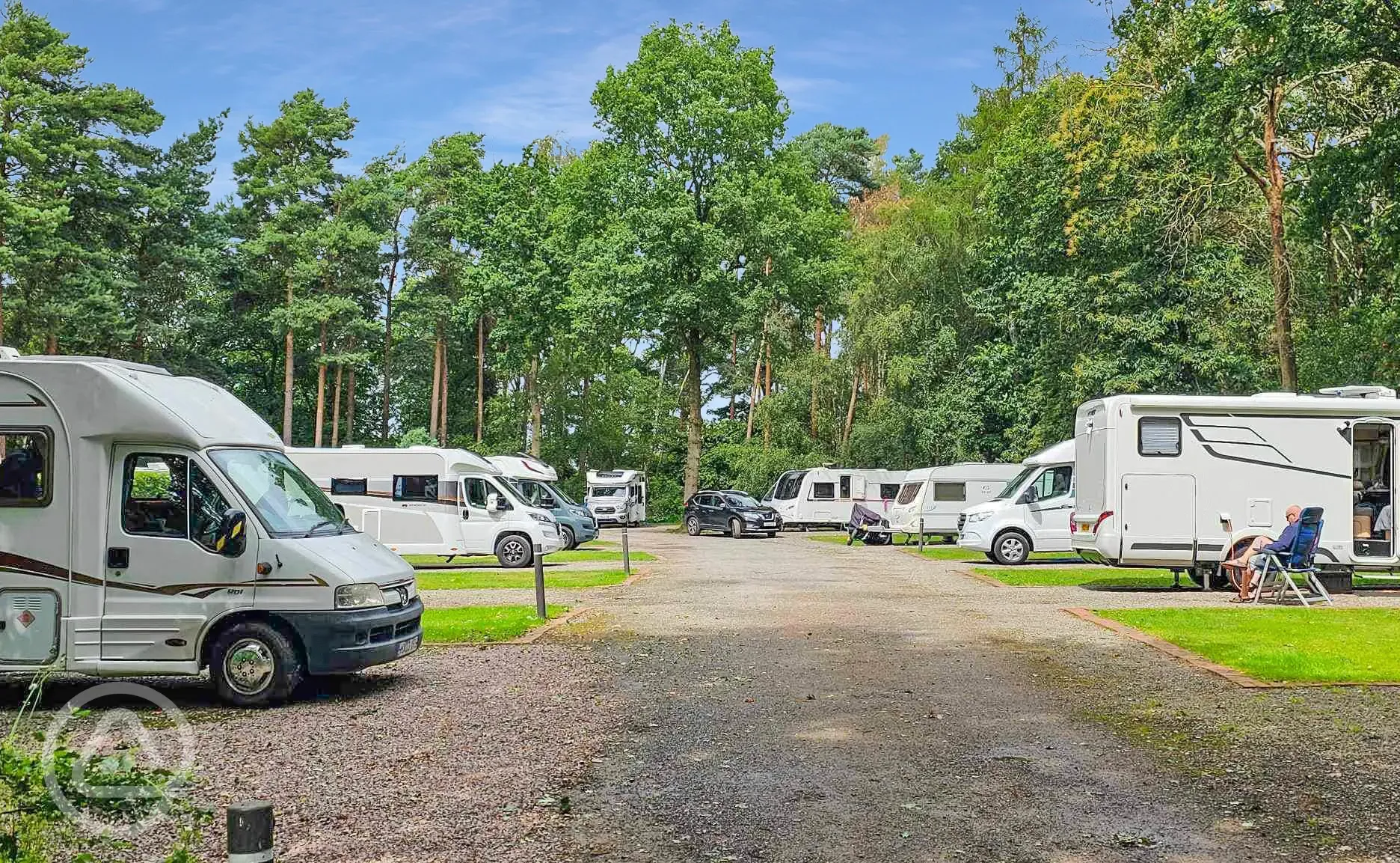 Electric hardstanding and grass pitches at Somers Wood
