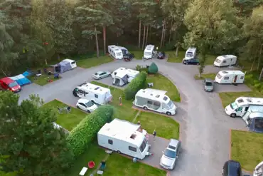 Aerial of electric hardstanding and grass pitches (10 amp hook ups)