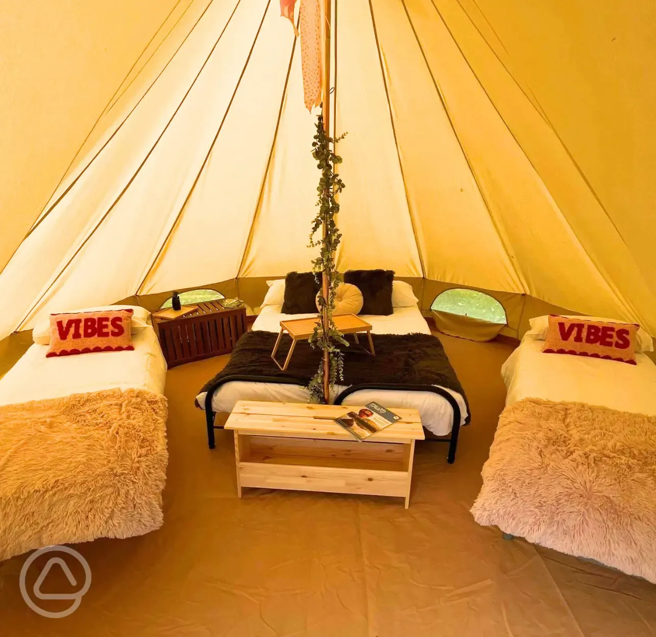 Four person bell tent interior