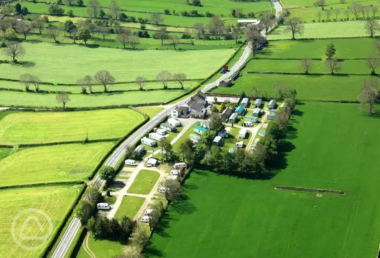 Aerial view of the campsite