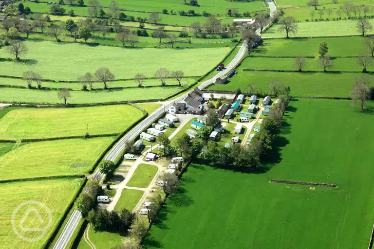 Aerial view of the campsite
