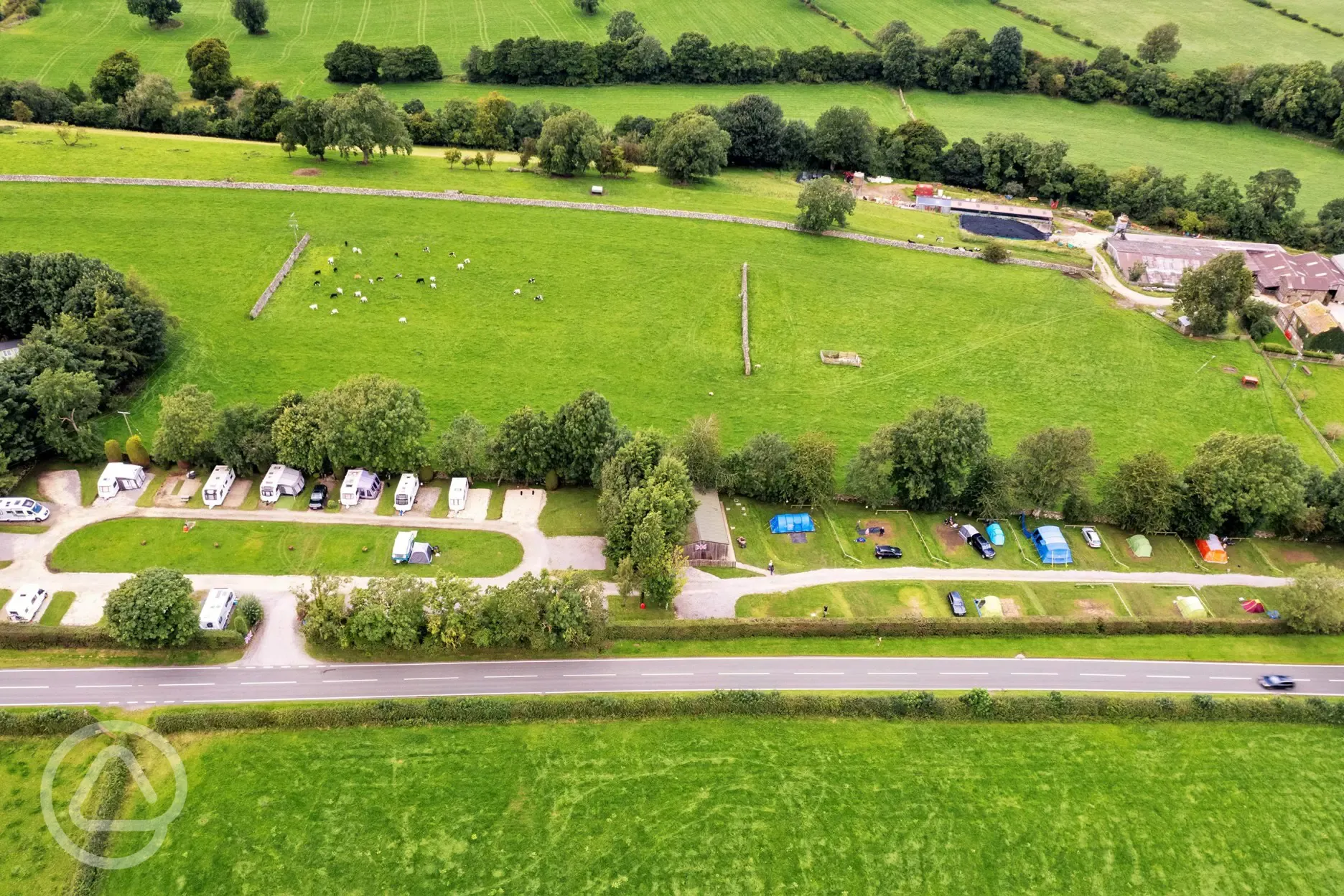 Aerial view of the campsite