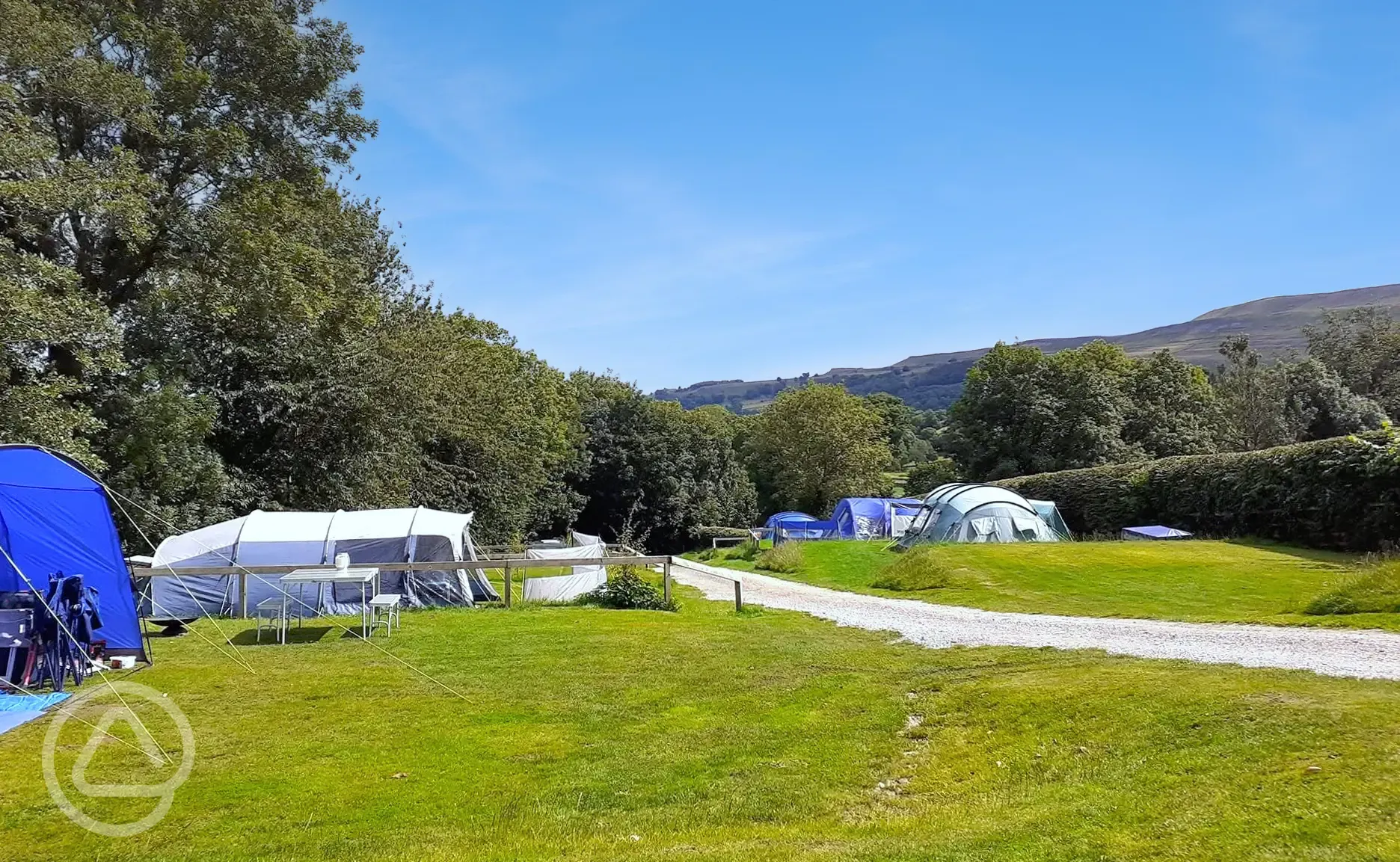 Grass tent pitches