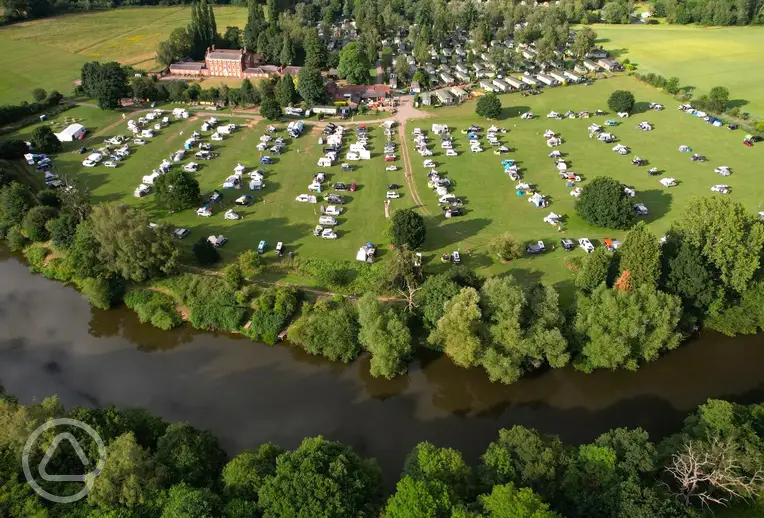 Aerial of Lickhill Manor Caravan Park and the River Severn