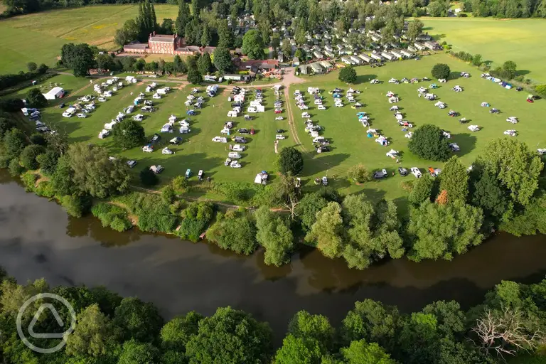 Aerial of Lickhill Manor Caravan Park and the River Severn