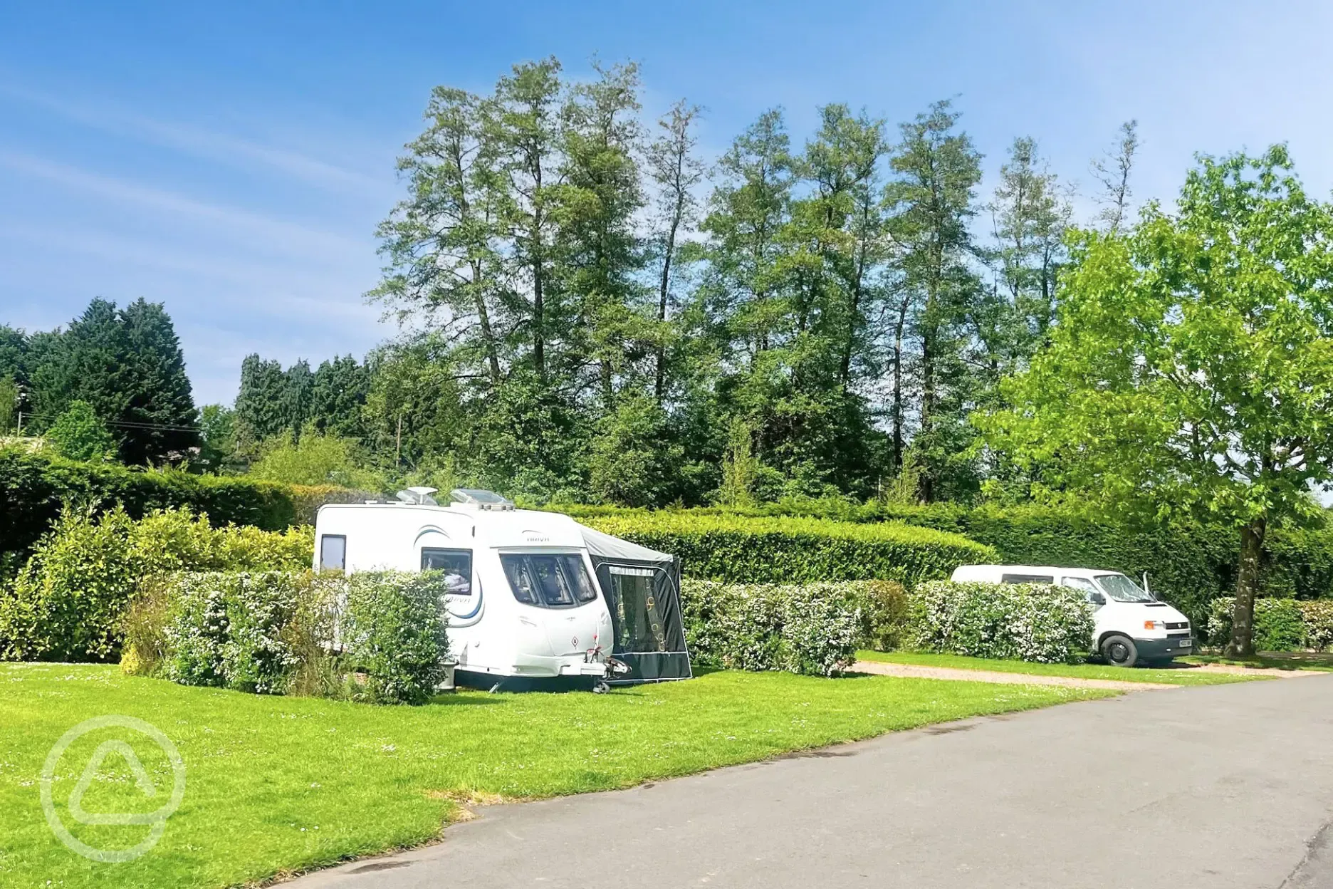 Electric hardstanding touring pitches at Lincomb Lock Caravan Park