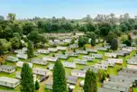 Aerial of the holiday homes at Lincomb Lock Caravan Park
