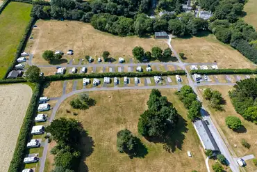 Salcombe Regis Camping and Caravan Park lined with trees and hedges