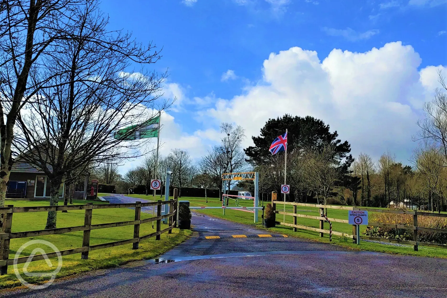 Park Entrance with Flags