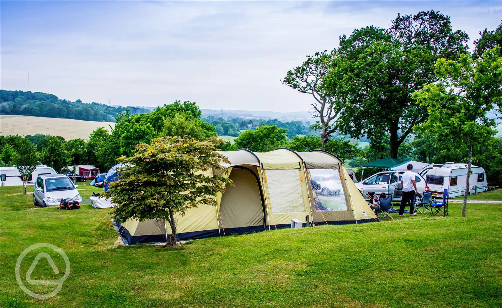 Camping at Andrewshayes on terraced pitches