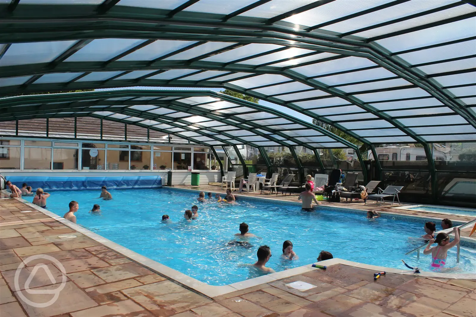 Heating covered swimming pool