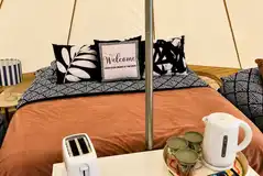 Bell tent crockery, cutlery, kettle, toaster, hot plate equipment 