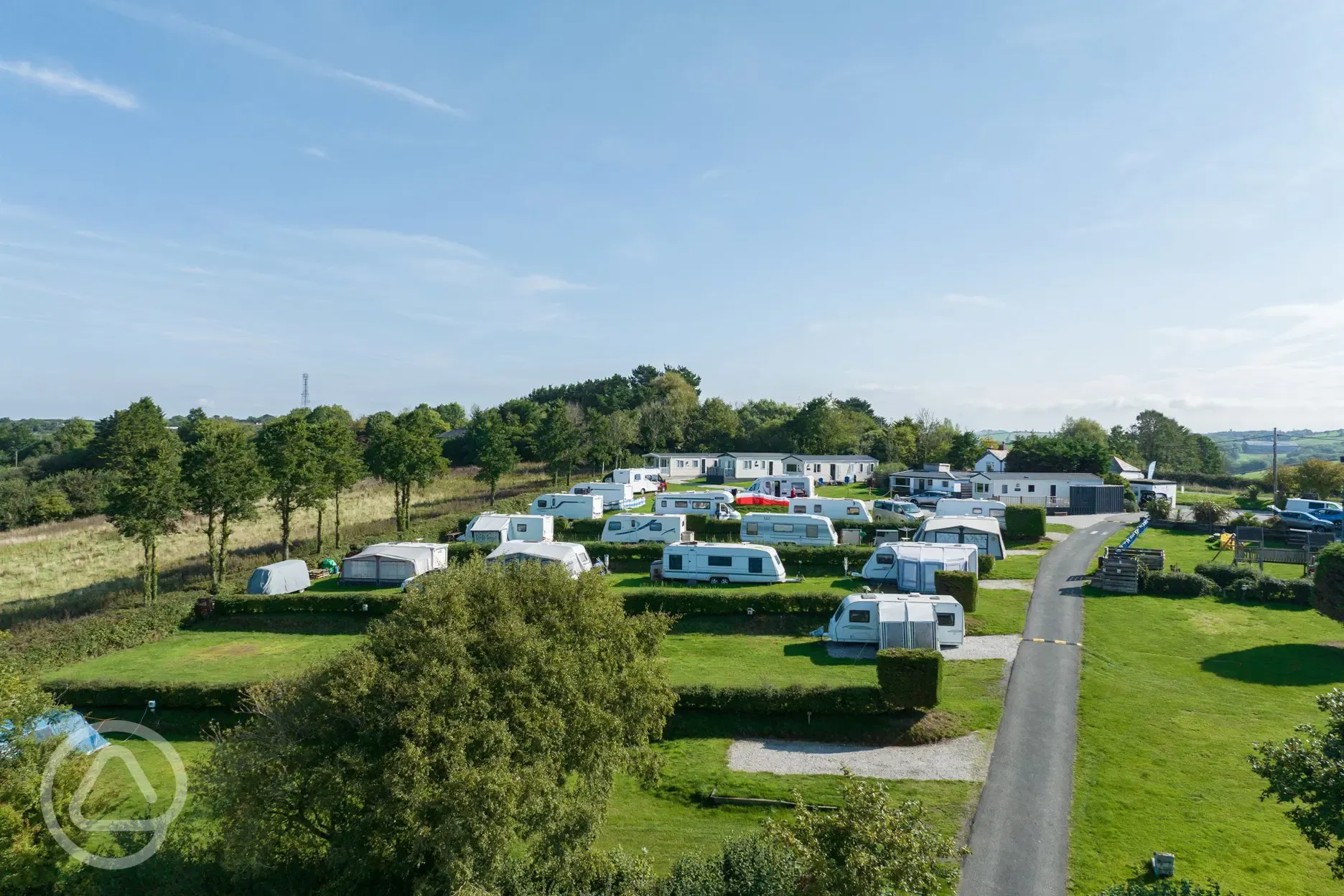 Aerial of the touring pitches at Cornish Coasts