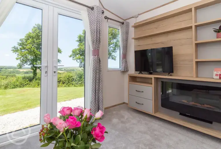 Static caravan interior at Cornish Coasts