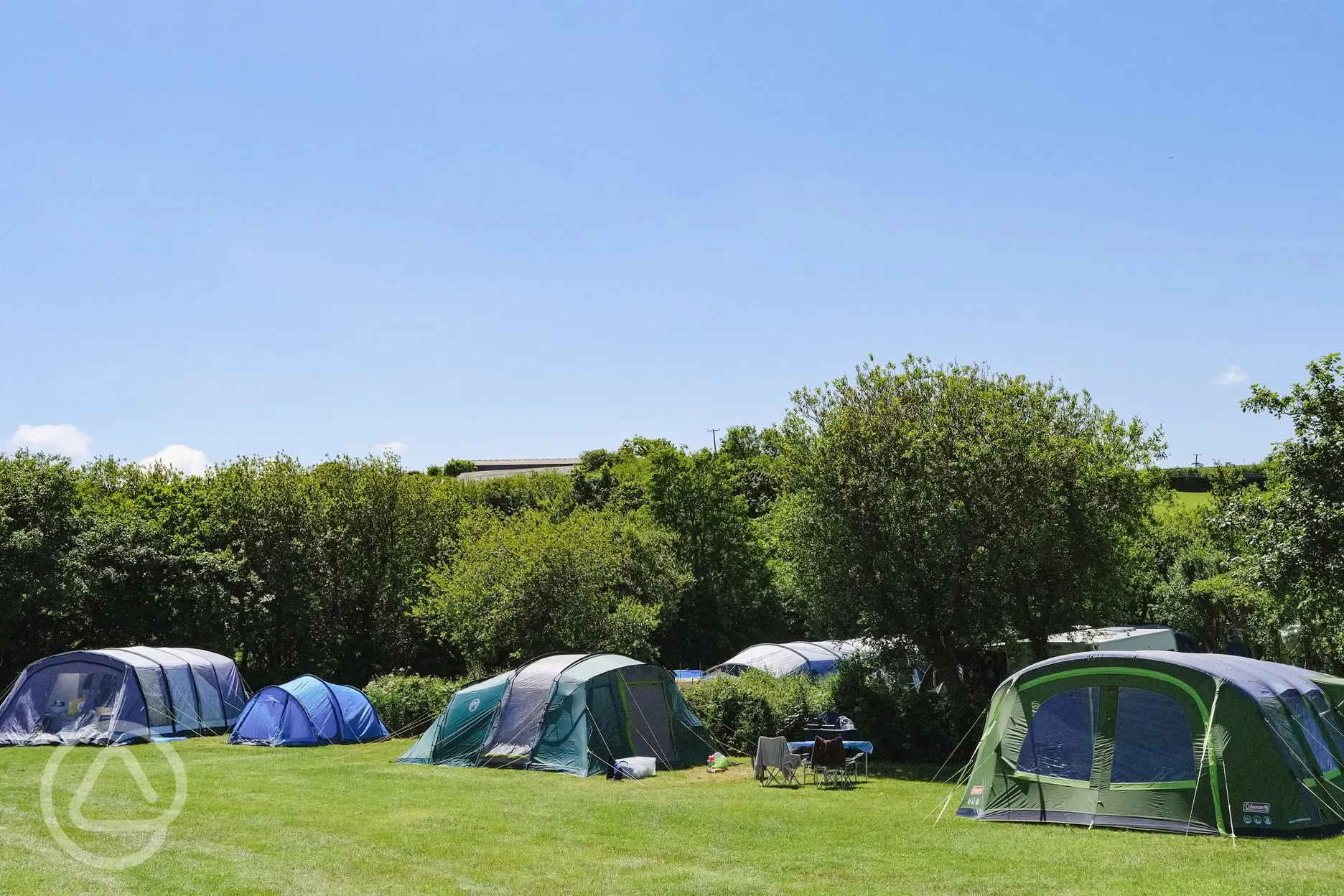 Large tents on non electric grass pitches at Cornish Coasts