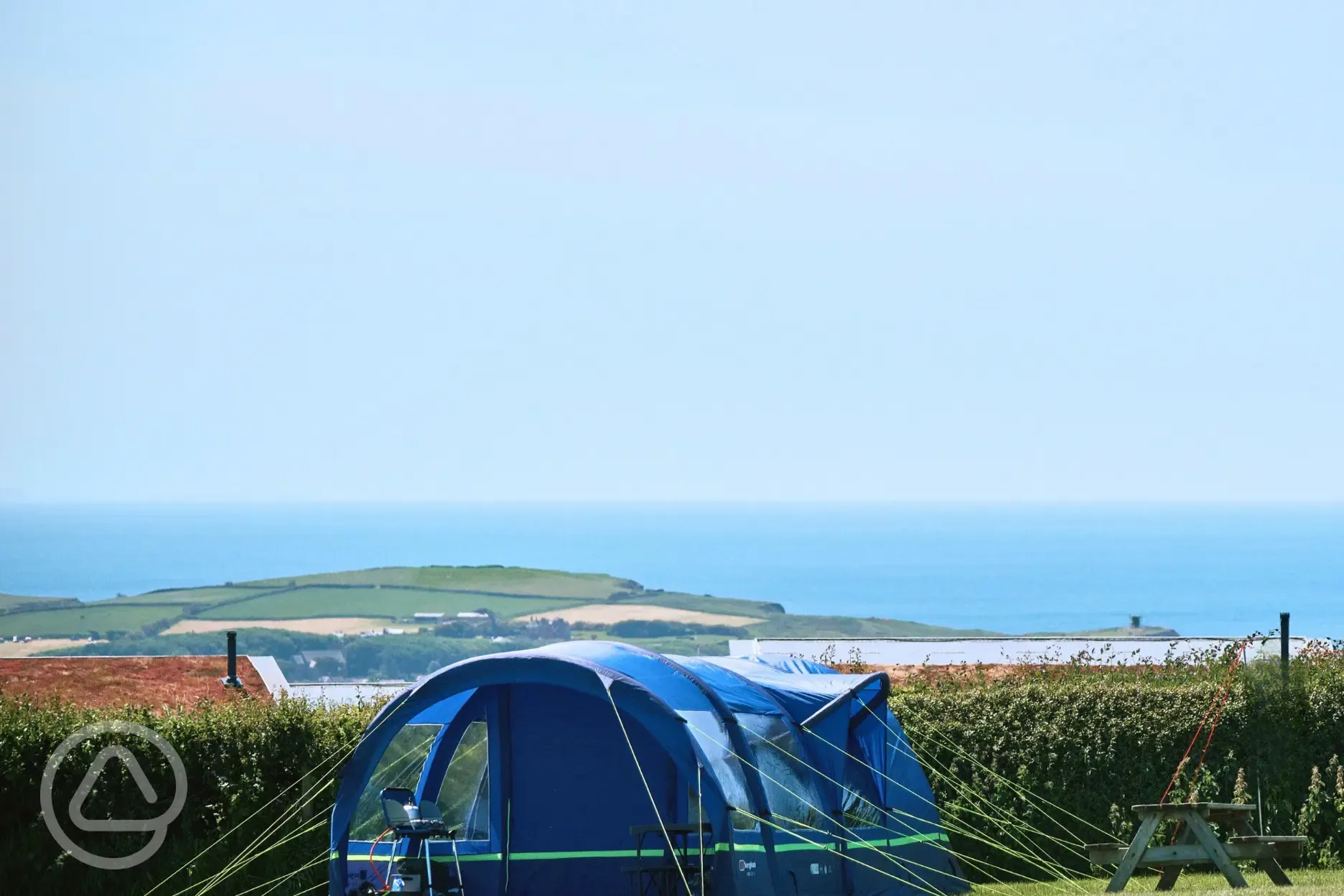 Tent on an Upper Meadow electric grass pitch 