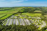 Aerial of Pentire Coastal Holiday Park towards Sandymouth Beach